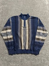 Vintage 90s Marcello Sport Argyle Striped Qua...