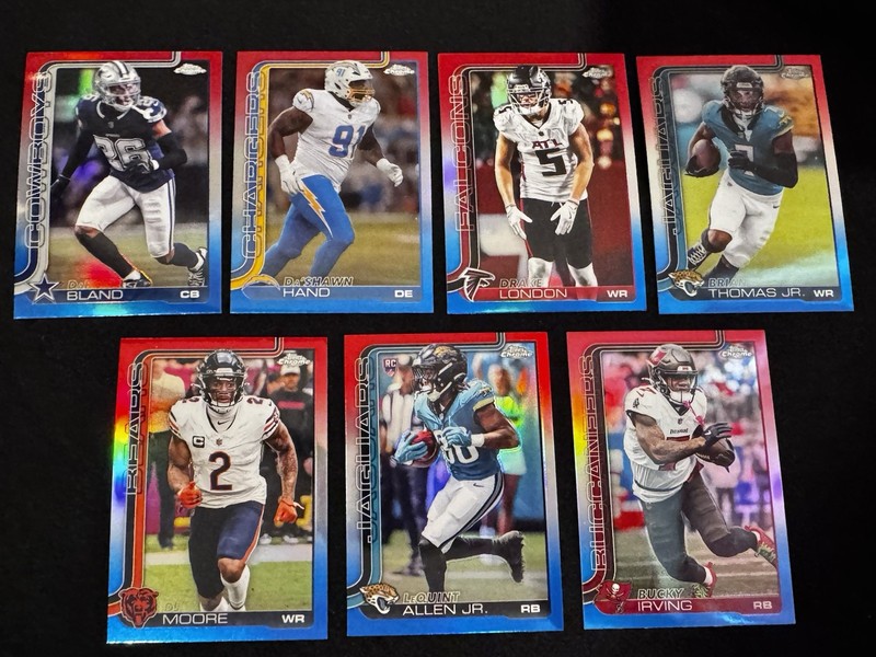Topps 2024 Topps Chrome NFL Refractor Card Lot (7) Bucky Irving Thomas Jr Moore