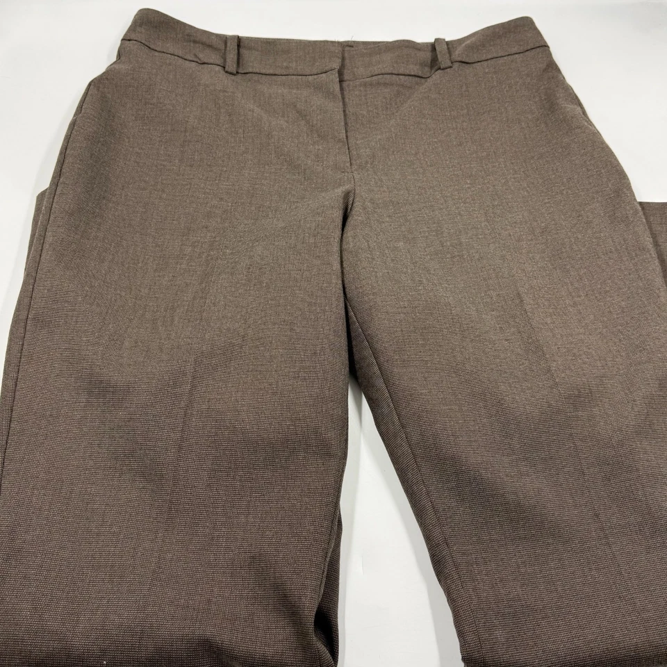Calça social Ann Taylor feminina curvilínea 12 marrom texturizado mistura de poliéster reta - Imagem 2 de 4