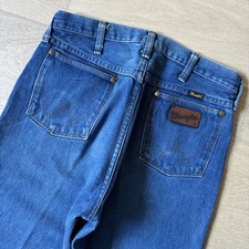 Vintage 70s Wrangler Jeans 13MWZ 33x34 30x33 Made In USA Blue Denim Scovill