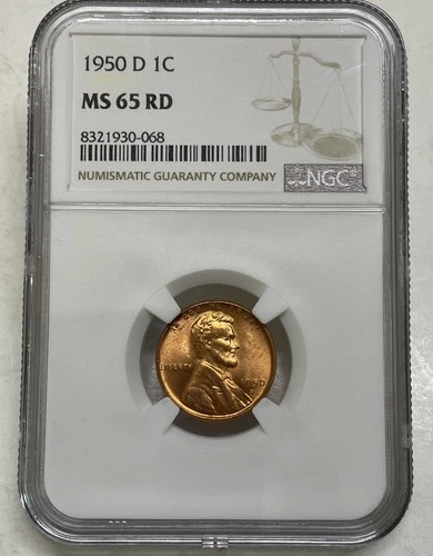 1950-D Lincoln Wheat Cent / Penny 1c NGC MS65 RD Red