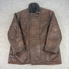 Vtg Owen Barry Jacket Mens XL Brown Sheepskin Coat Leather Shearling Handmade UK
