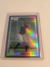 2010 BOWMAN CHROME DRAFT - CHRISTIAN YELICH - PURPLE REFRACTOR - ROOKIE CARD!!!. rookie card picture