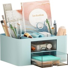 Pen Organizer with 2 Drawer, Multi-Functional Pencil Holder for Desk, Desk Organ