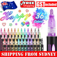 36 Colors Dual-Line Outline Fluorescent Highlighter Dreamy Color Flash Pen AU
