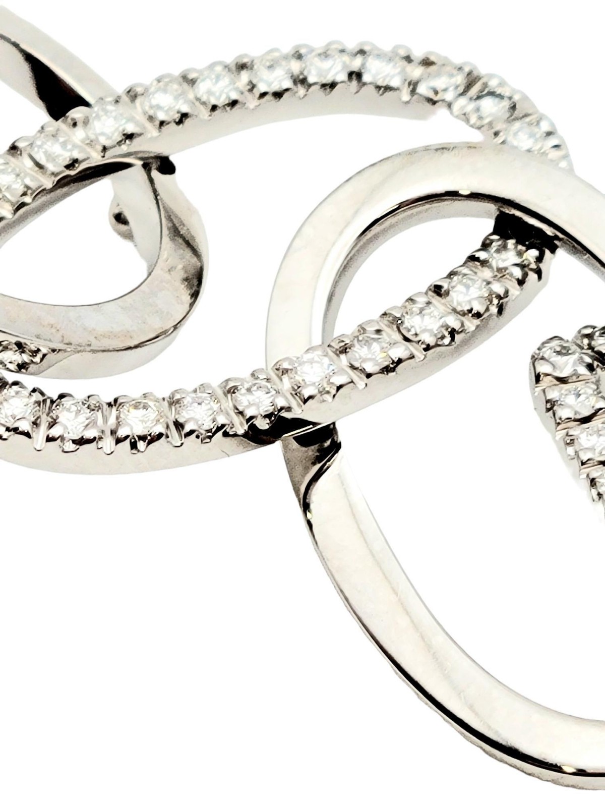 Interlocking Pavé Diamond Open Loop Dangle Earrin… - image 4