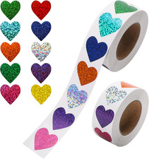1000 Pcs 1 Inch Foil Heart Stickers, Glitter Self-Adhesive for Crafts and Decor