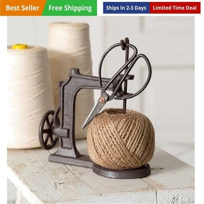 520057 Sewing Machine Jute Twine Ball String and Scissors Holder Set, Vintage