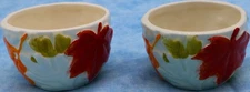 Set of 2 Autumn Leaf Stoneware Ramekins Fall Colors 4” Oven Safe