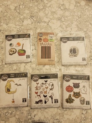 Lot of 6 Sizzix Thinlits Metal Dies Sets  By Tim Holtz ~ Halloween/ Fall