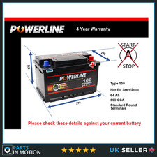 Battery fits PORSCHE 924 944 968 912 928 911 100 600A 64Ah Powerline