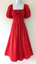 Ladies M&S Spring/Summer Tomato Red Cotton Fit & Flare Maxi Dress Size UK 12