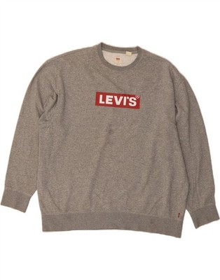 LEVI'S Mens Graphic Relaxed Fit Sweatshirt Jumper XL Grey Cotton DK57