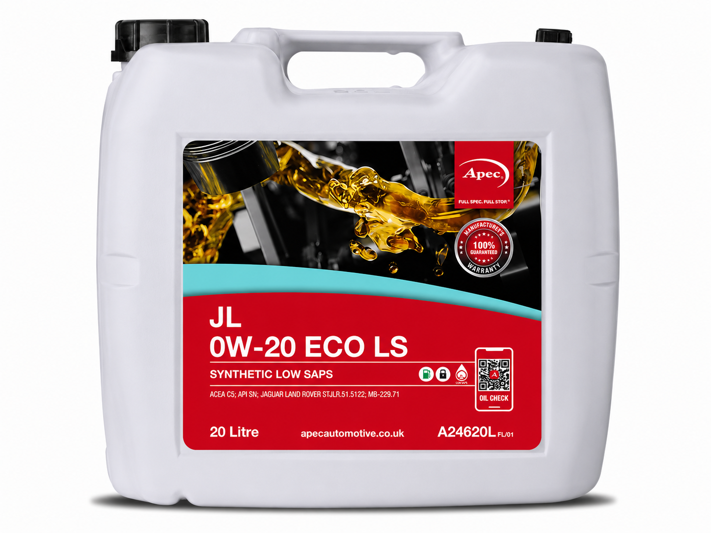 APEC JL 0W-20 ECO LS Fully Synthetic Engine Oil 20L | ACEA C5 STJLR.51.5122
