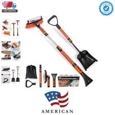 Durable 4-in-1 Snow Scraper & Brush with Foam Grip – Perfect for Winter Vehicles