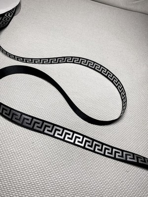 100% Original Versace Band - Schwarz & Silber - 1,5cm breit - METERWARE
