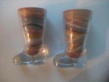 x2 Alum Bay Isle of Wight Glass Boots  Sand vintage souvenir paperweight