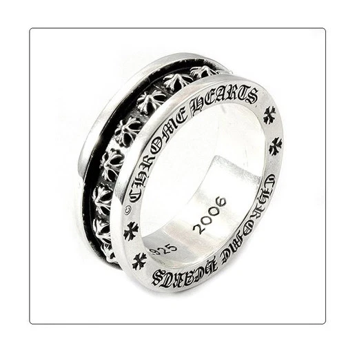 Authentic Chrome Hearts Silver Ring CH Silver Punk Mini Ring Thin Version