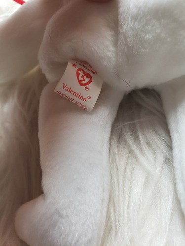 Vintage 1993 TY BEANIE BABIES VALENTINO BROWN NOSE BEAR White Valentine's Day H - Picture 3 of 7