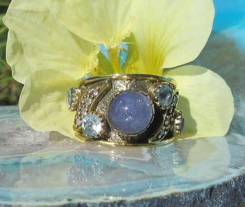 Ω Anello Tanzanite Blu Pietra Del Dicembre E Topazio 925 Argento Taglia 19,7 - Foto 4 di 5