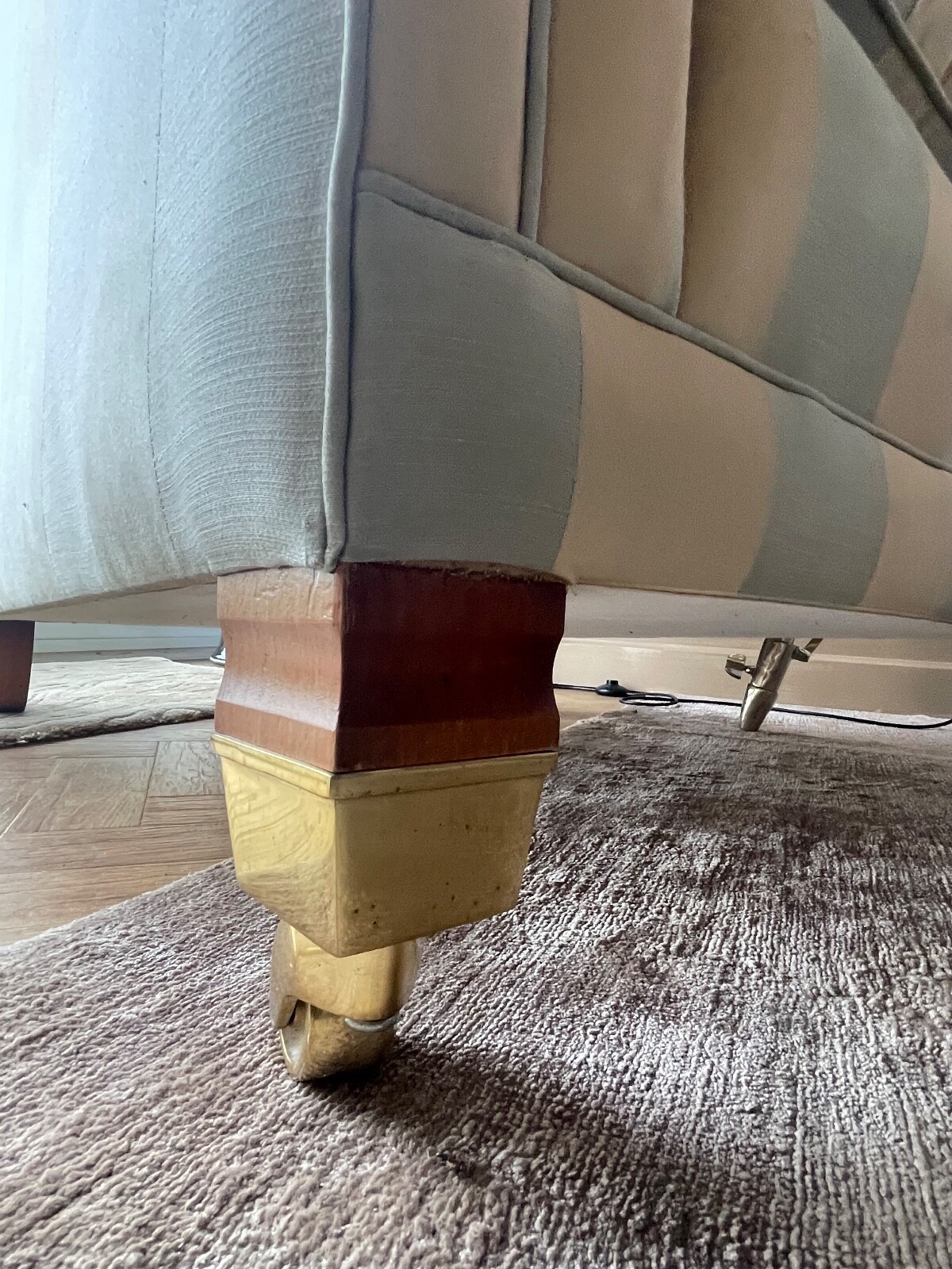 Duresta Trafalgar 3 seater gold & Duckegg classic stripe armchair rrp £