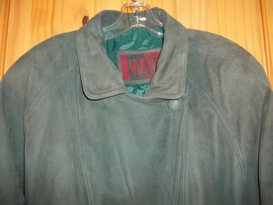 Winlit Green Belted Motorcycle Jacket w/ Wide Lapels, Womens L - Image 4 of 4
