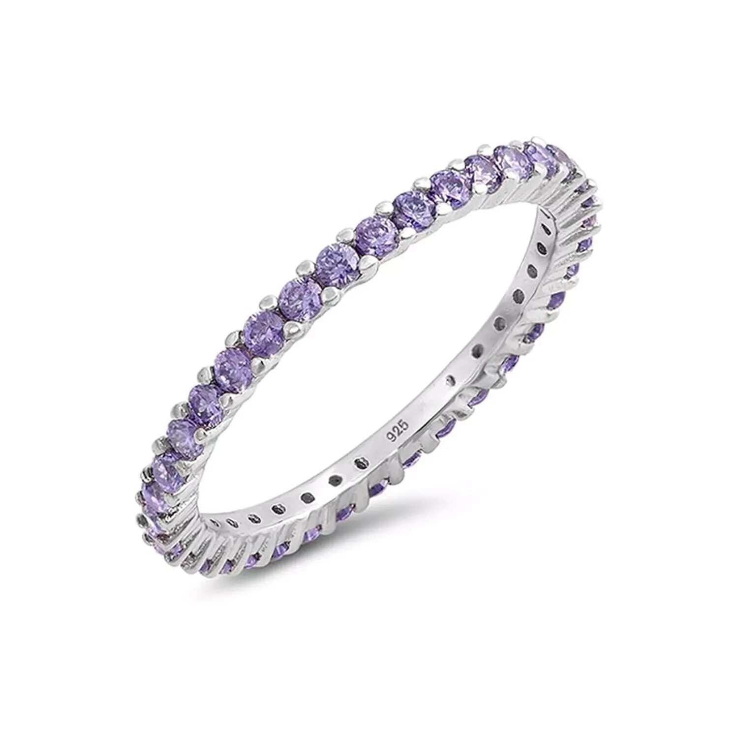 Round Purple Tanzanite Full Eternity Band Ring 925 Sterling Silver gift for Her