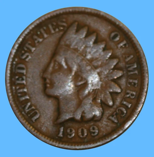 1909 Indian Head Cent, VG Condition as 1/2 liberty starting to show.
