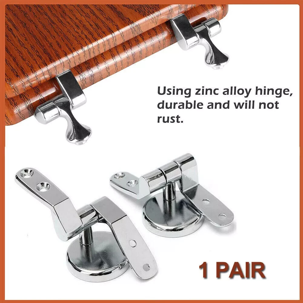 1 Pair Zinc Alloy Toilet Seat Hinge Replacement Parts with Durable Fittings
