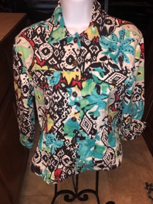 Women's Gaudy Couture  Colorful Jean Style Jacket with Sequins NWOT Med