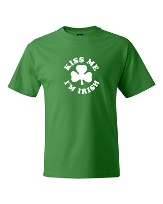Saint Patrick's Day t-shirts  Kiss Me I'm Irish logo different green type shirts