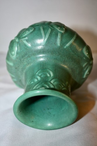 Rookwood Vase Emerald Green w/Butterflies #6457 Orig Cast by Shirayamadani. 1935 - Picture 6 of 10