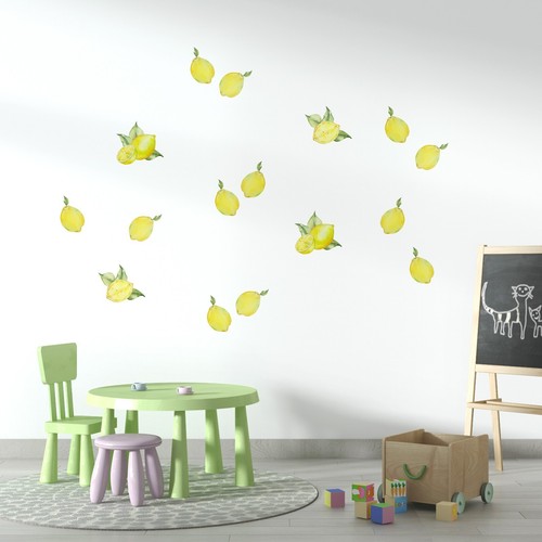 Lemon Wall Decal Stickers Fabric Removable Fruits Kids Room Nursery Kitchen - Picture 3 of 4