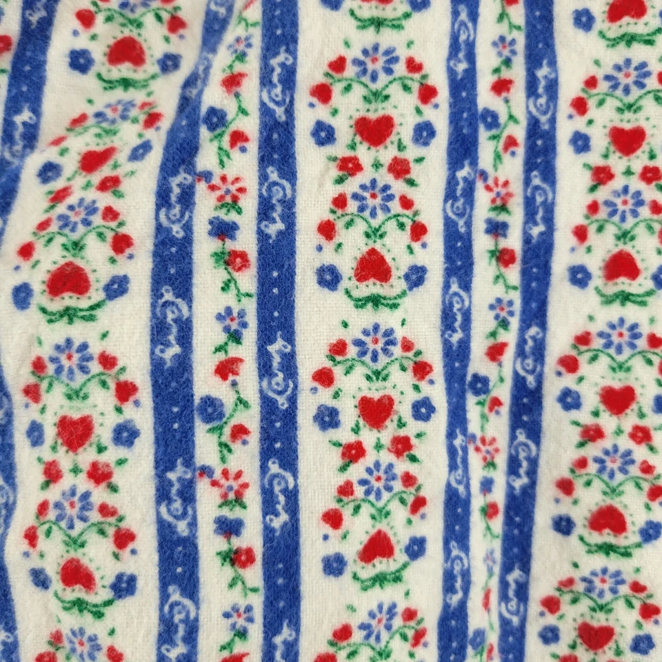 Lanz of Salzburg women's flannel pajamas Size Medium Blue Red Hearts Cottagecore - Image 3 of 4