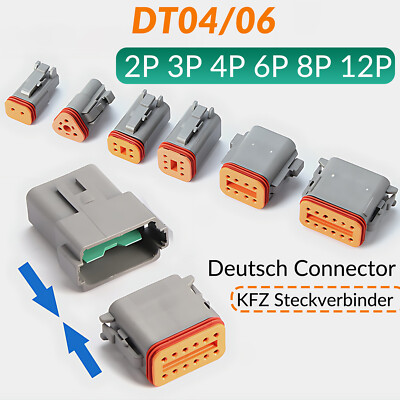 16-22 AWG Deutsch Plug 4-Pin Black Deutsch DTM Waterproof Electrical Connector Kit - IP67, 16-22 AWG, Male &amp; Female Deutsch Connectors Kit