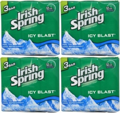 X4packs Irish Spring Deo Seife Icy Blast 105ml Seife (12 Stangen Total)
