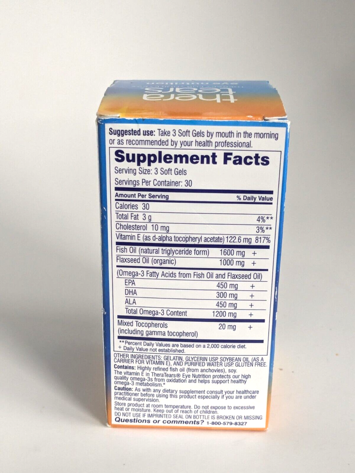 Thera Tears Therapy For Your Eyes Nutrition For Dry Eyes 90 Softgel