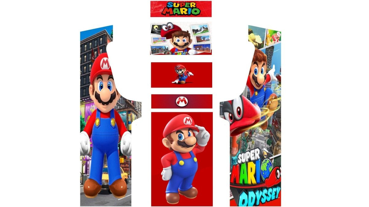 Stickers Mario borne arcade MAME kit deco retro gaming de salon