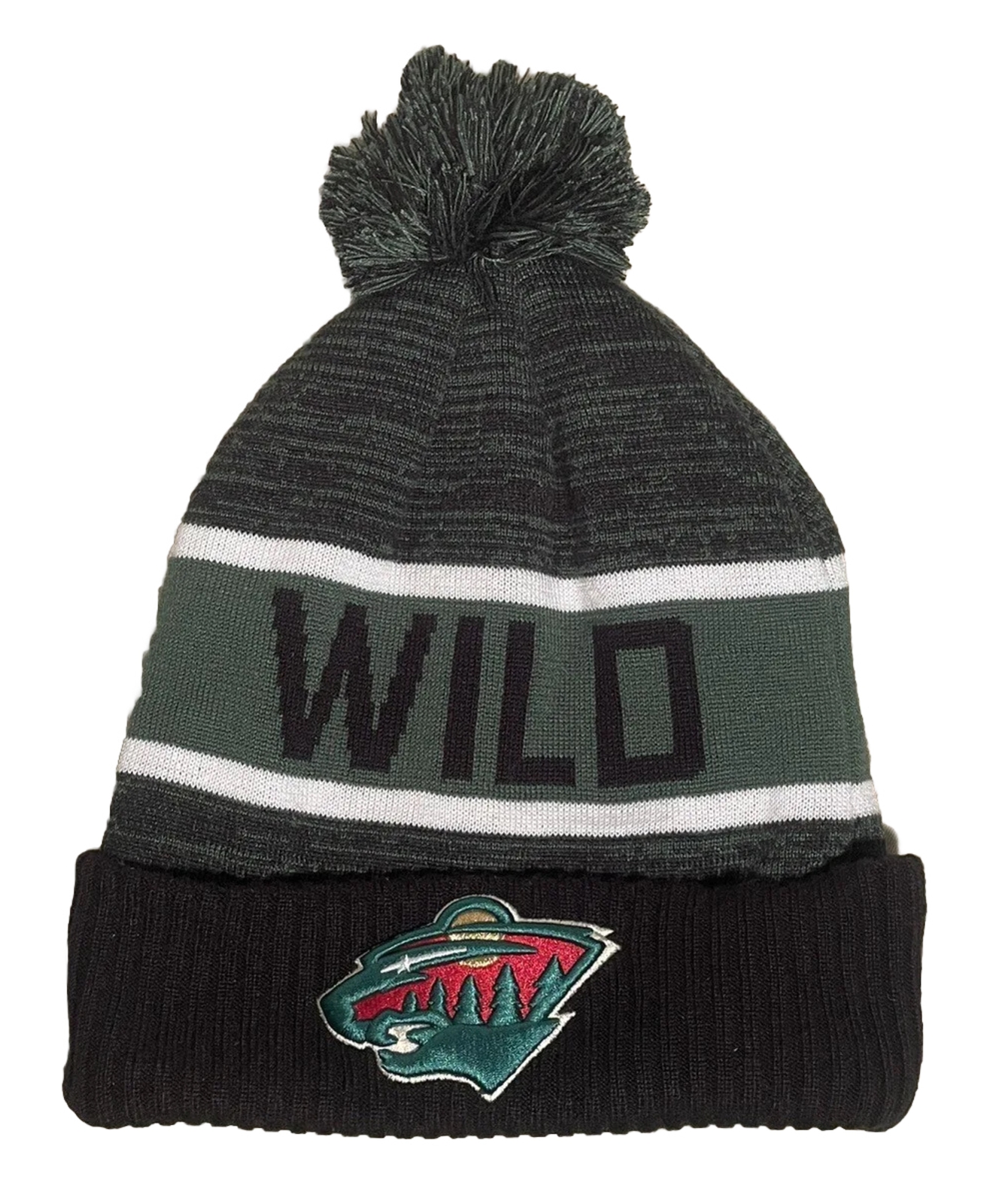 Minnesota Wild NHL Hockey Fanatics Winter Hat Pom Beanie Green Black