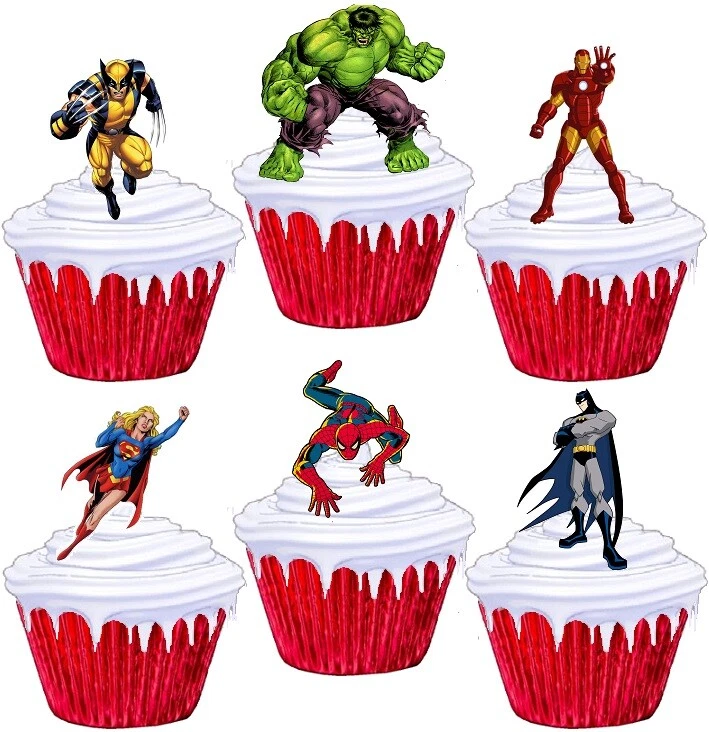 30 X Superhero Themed Edible Cupcake Toppers | Uncut On Wafer Sheet- Q - View #4
