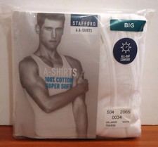 Stafford 4-Pack Men's Big  Tall 100 Cotton Ribbed Tank Top A-Shirts White -BIG
