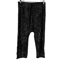 Zara Womens Harem Pants Medium Black All Over Sequins Cocktail Disco Glam