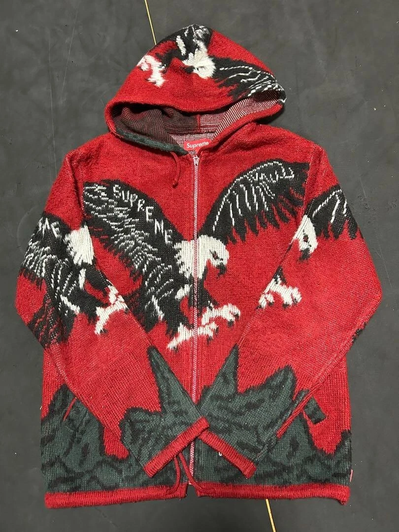 Pull homme manches longues zippé à capuche Supreme Eagle 2016 taille M