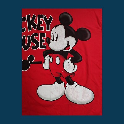 Vintage 90's Mickey Mouse T Shirt XL Big Logo Single Stitch Red | eBay