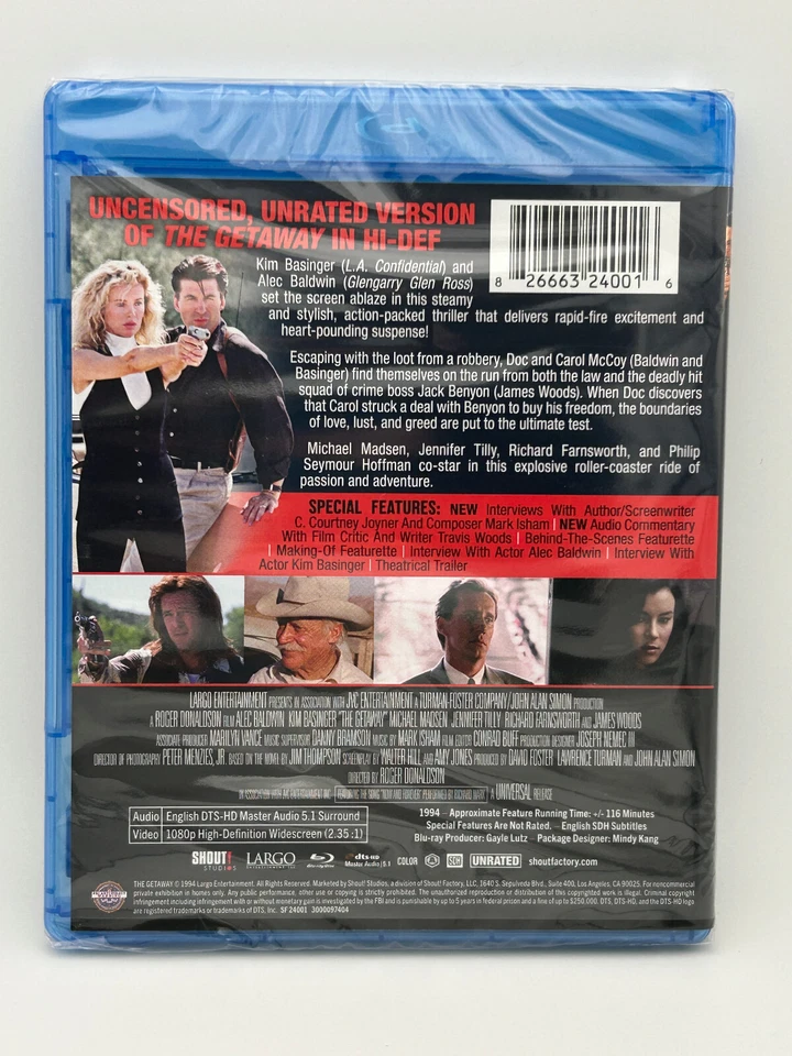 The Getaway (1994) Blu-ray Shout Factory Alec Baldwin Kim Basinger Action NEW - Image 2 of 3