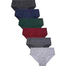 6 Pack Men's ULTRA STRIPE Cotton Knocker Bikini Brief Underwear Assorted Colors