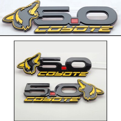 Chrome Howling Coyote 5.0 Fender Emblems Fits 15-24 Mustang, F150