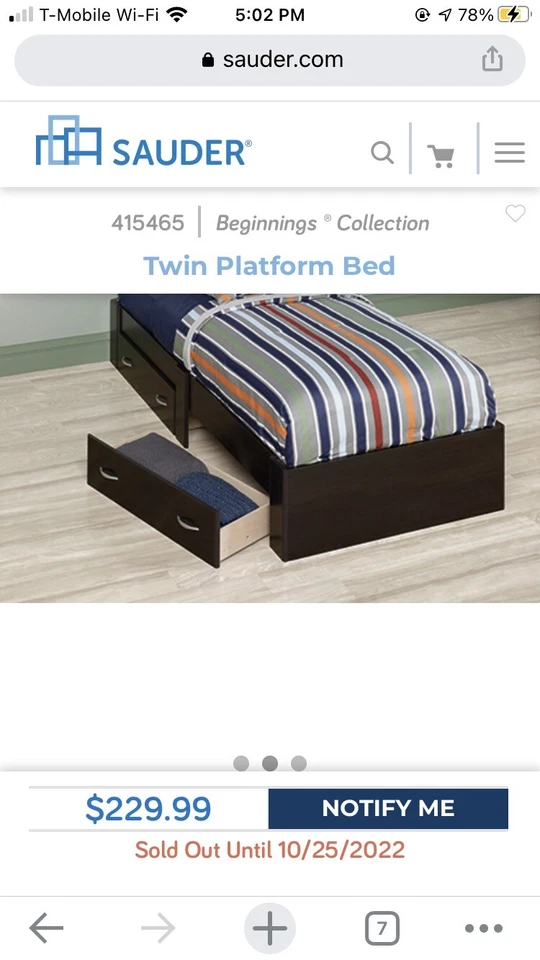 Sauder Beginnings肉桂樱桃双床平台床 — 第 3/4 张图片