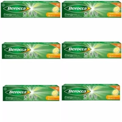 Berocca Energy Orange 6x15 Effervescent Tablets Vitamin B C Drink Boost UK Stock