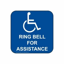 ComplianceSigns Vinyl Accessibility Label,Ring Bell for Assistance 6x6 Blue
